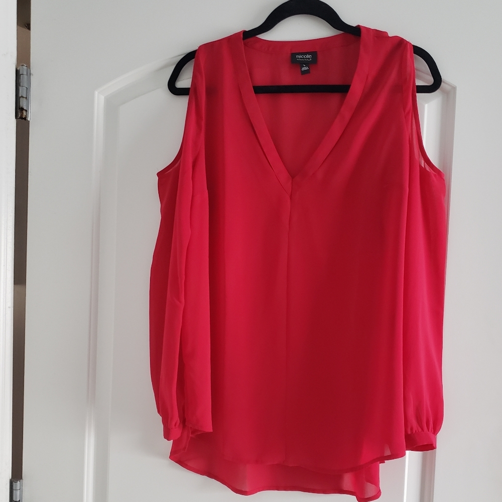 Red Cold Shoulder Top